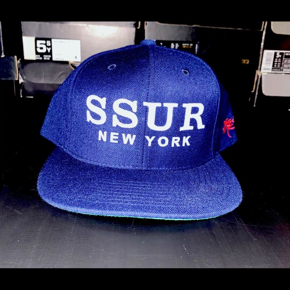 SSUR New York Navy Snapback With Green Brim